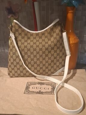 Gucci Monogram Bag White Trim Crossbody